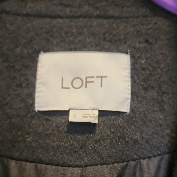 LOFT Elegant Dark Wool Coat sz Large - Picture 2 of 10